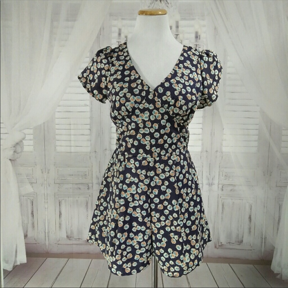 Peppermint V Neck Floral Romper